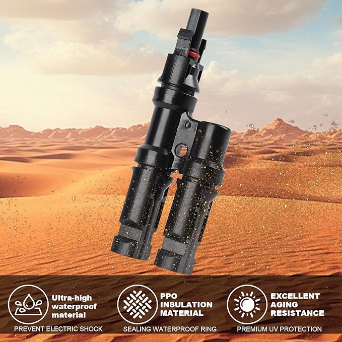 1 Pair Solar Branch Connectors Y Connector, for Parallel Connection Between Solar Panels FMM+MFF, Solar Branch 2-1 MC4 Connectors
