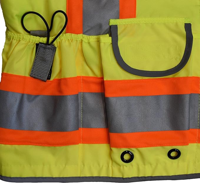 Radians SV55 Class 2 Heavy Woven Two Tone Engineer Vest with Padded Neck to Support Extra Weight in Cargo Pockets, Green, 3X-Large.