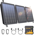 15W Small Portable Solar Panel Chargers (5V/3.0A USB-A/USB-C), IP65 Waterproof Foldable Solar Panel with Large Storage,Backpack Solar with 2 Carabiner for Camping,Hiking, Cell Phone,Tablet
