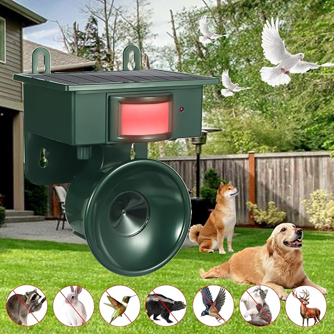 2026 Upgraded Ultrasonic Bird Repeller Solar Powered Outdoor IP65 Motion Activated Bird Pigeon Deterrents for Outside Woodpecker Goose Repellent Devices for Rooftops Porch Patio Balconies