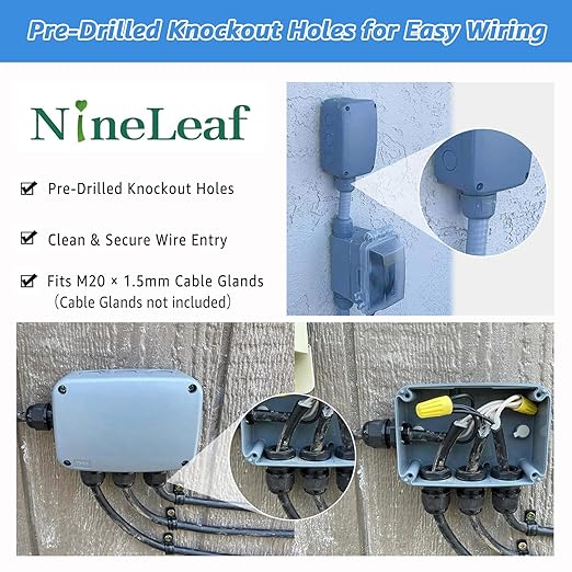 4PK Electrical Junction Box, Nineleaf IP66 Weatherproof Junction Box, 4.9"x 3.3"x 2.3" (125x86x62mm), PVC/ABS Plastic Electric Project Boxes, Universal Watertight Enclosure, for Pond,Terrace,Workshop