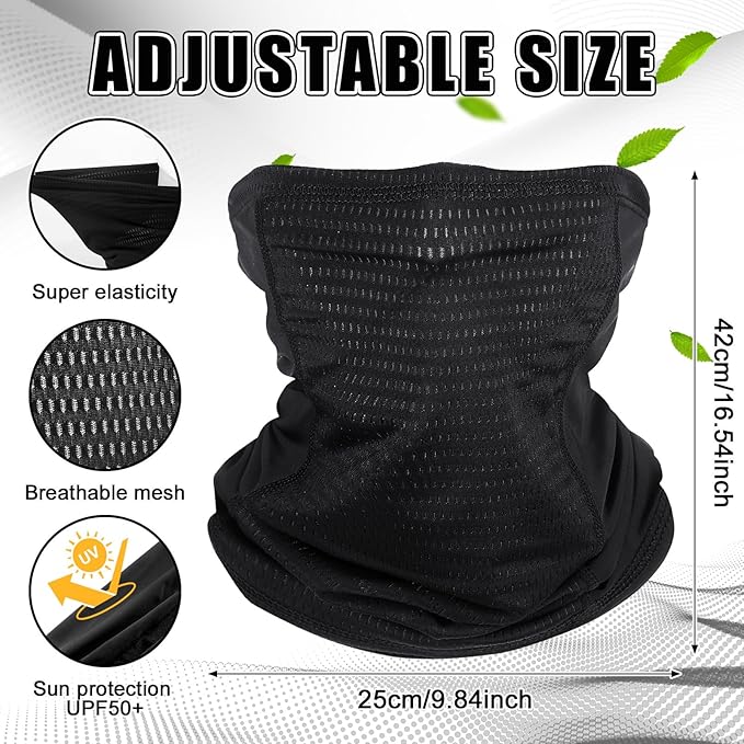 Geyoga Adjustable Cooling Neck Gaiter Breathable Summer Face Mask with Mesh Holes Strap UV Protection Neck Cover for Men