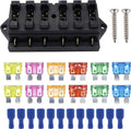 HiSport Fuse Block 6 Way Blade Fuse Box 12V 24V Waterproof Fuse Holder with Negative Bus ATC/ATO Suitable for Marine Yacht RV Car Trailer Truck