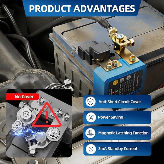 Remote Battery Disconnect Switch 12V 240A Kill Switch Automatic Power Shut Off Switch for Car, Auto, ATV, Truck (Side Installation)