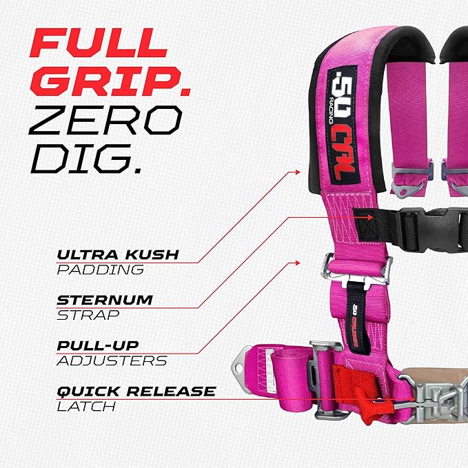 4 Point Harness for Bucket Seat, Quick Release Latch, 9 Color Options, Racing Harness, Race Car, Off Road Vehicle, UTV, RZR
