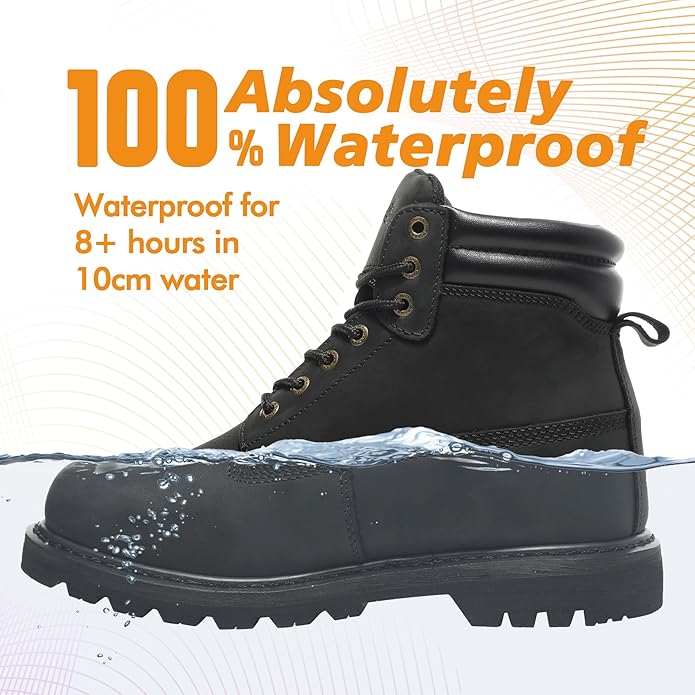 Work Boots for Men Waterproof Soft Toe Non Slip Comfortable Leather Workboots
