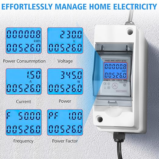 Home Energy Monitor, Haoguo 110V EV Charger Pass-Through Power Usage Monitor with IP 65 Waterproof for Indoor/Outdoor Use, Ideal for Monitor RV, Outdoor Generators, Households