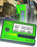Digital Window Tint Meter TM-26 – Automotive VLT Tester with UVR & IRR Measurement, 8mm Slot Light Transmittance Meter for Car Side Windows and Solar Film Inspection (Without PU Case)