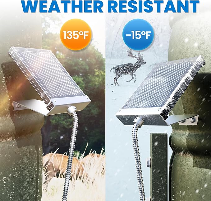 POWOXI 12V Solar Panel for Deer Feeder: 1.7W Waterproof Solar Battery Charger with Mounting Bracket Alligator Clip Feeder 12 Volt Solar Panel