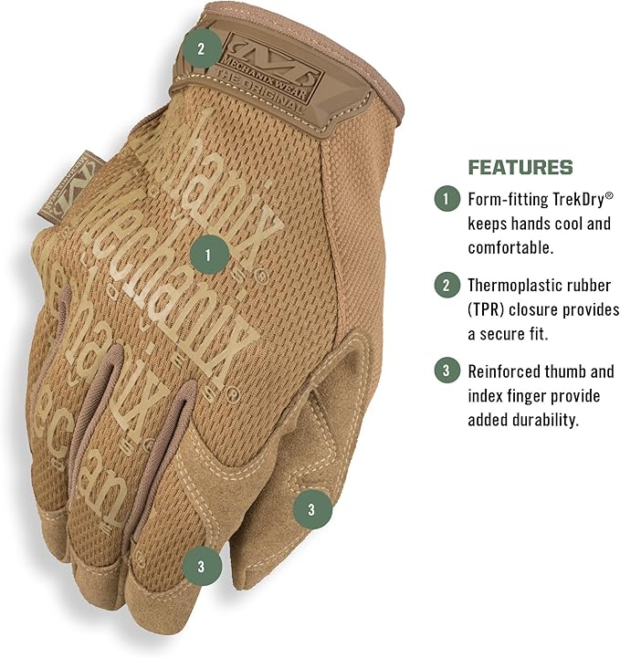 Mechanix Wear Original Tactical Glove - High Performance Anti-Slip Grip Safety Gloves - Impact Resistant & Touchscreen Capable - X-Large - Coyote Brown