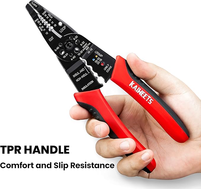 KAIWEETS Wire Stripper 10-22 AWG Wire Splicer Cable Stripper Multipurpose Wire Stripping Tool Electrical Wire Pliers with Screw Cutter