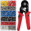 Ferrule Crimping Tool Kit, Crimper Plier with 1250PCS Wire Ferrules Kit Wire End Terminals, Self-adjustable Ratchet Tool Set for AWG 23-7 Cable connectors, 0.25-10mm² (HSC8 6-4A + 1250)