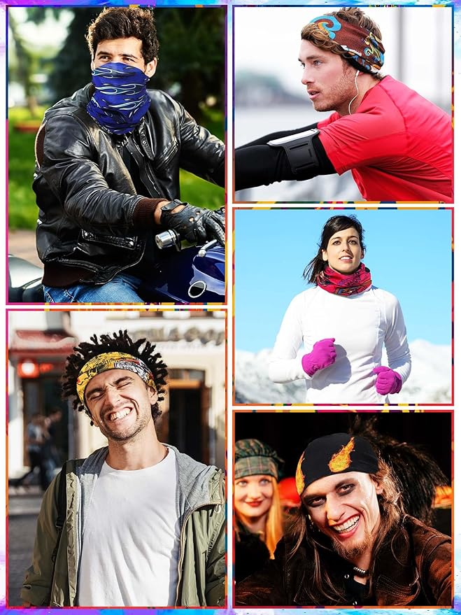 100 Pcs Bulk Neck Gaiters for Men Women Balaclava UV Face Mask Headband Face Covering Neck Tube Scarf Outdoor,100 Style
