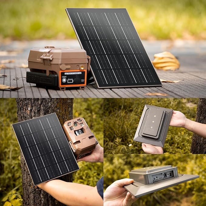 8W Solar Panel for Trail Camera Hunting Camera, Built-in 12V/6166mAh,6V/12333mAh Rechargeable Lithium Battery IP66 Waterproof Hunting Accessory for Edge Series Camera&ULTRA,X,X Pro,Pro 3,SK Camera etc