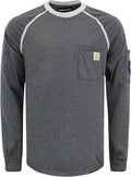 BOCOMAL FR Shirts for Men Crew Neck Long Sleeve 5.5oz Light Weight Flame Resistant/Fire Retardant Clothing Shirt