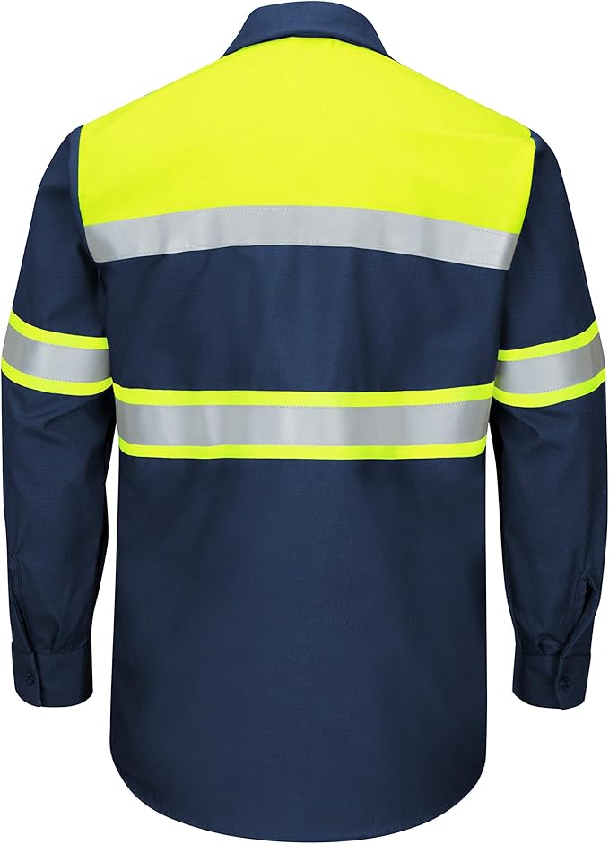 Red Kap Men's Hi-vis Ls Colorblock Ripstop Work Shirt-Type O, Class 1