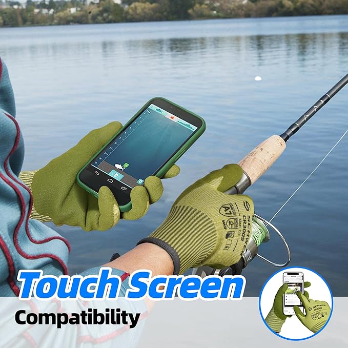 Schwer 120 Pairs ANSI A7 Cut Resistant Fishing Gloves, CR3009 Touchscreen Compatible Work Gloves for Men and Women, Non Slip, Ideal for Fishing, Hunting, Hiking, Cycling, DIY and Outdoor Activities, S