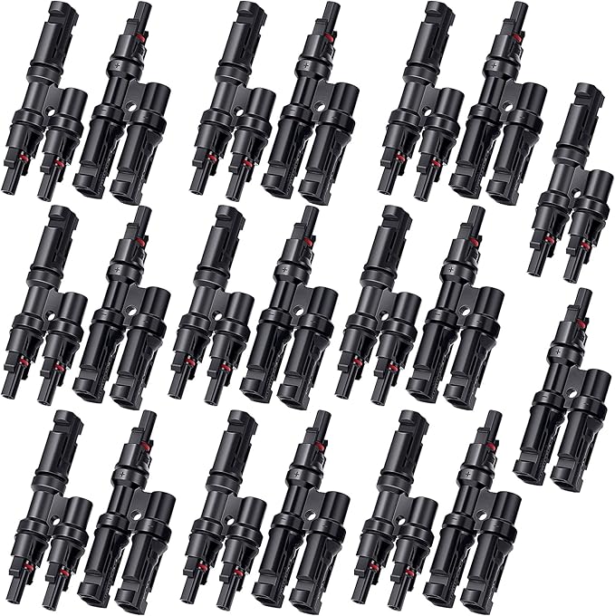 Weewooday 10 Pairs Solar Branch Connectors Y Connector for Parallel Connection Between Solar Panels FMM+MFF