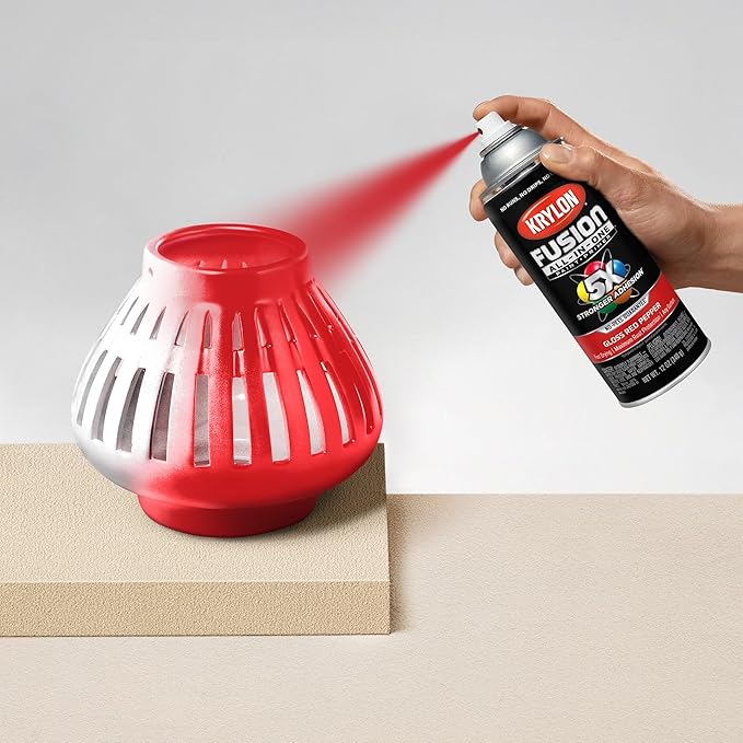 Krylon Fusion All-In-One Adhesive Spray Paint for Indoor/Outdoor Use, 12 oz, Red Pepper