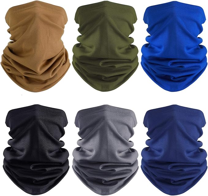 Geyoga 6 Pieces Summer UV Protection Cooling Neck Gaiter Face Clothing Neck Gaiter Mask Scarf Sunscreen Breathable Bandana