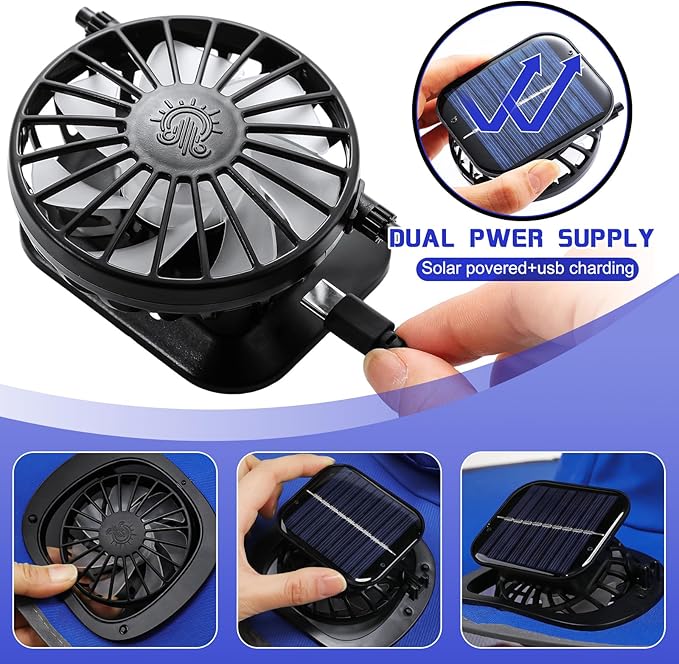 Solar Fan Hat for Men Women Sun Wide Brim Fishing Hat with Dual Power Ice Silk Neck Cover Reflective Design