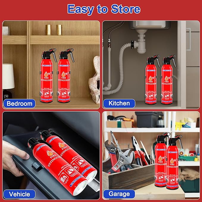 6 Pack ABC Dry Chemical Fire Extinguishers, Portable Dry Powder Fast-Acting Fire Extinguisher with Mount, Suitable for Home, Car, Boat, Truck, Electrical, Grease Fires