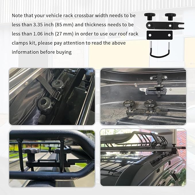 4PCS U-Bolt Roof Rack Mounting Brackets,Durable Roof Rack Clamps Kit with Straps & Nuts Provide Firm Fixation for Roofs Box,Professional Car Accessories Roofs Racks Brackets
