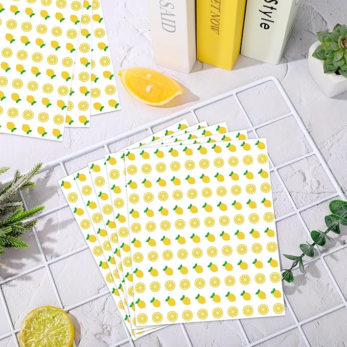 JarThenaAMCS 2400Pcs Lemon Mini Sticker Yellow Fruit Paper Decals Self-Adhesive Stickers for Summer Envelopes Scrapbook Gifts DIY Supplies, 0.5 in