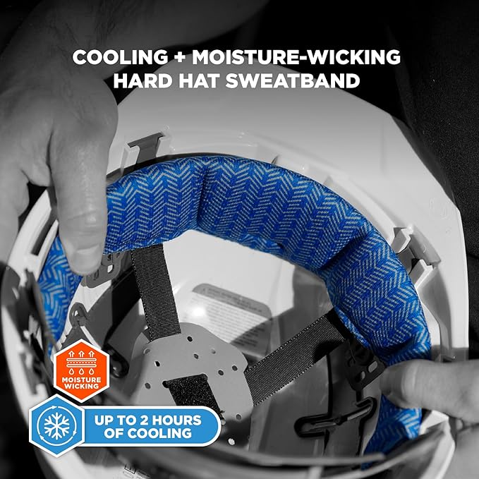 Ergodyne Chill-Its 6612 Moisture Wicking Hard Hat Top Pad, Padded Cooling Microfiber, Fits Most Suspension Systems (3-Pack)