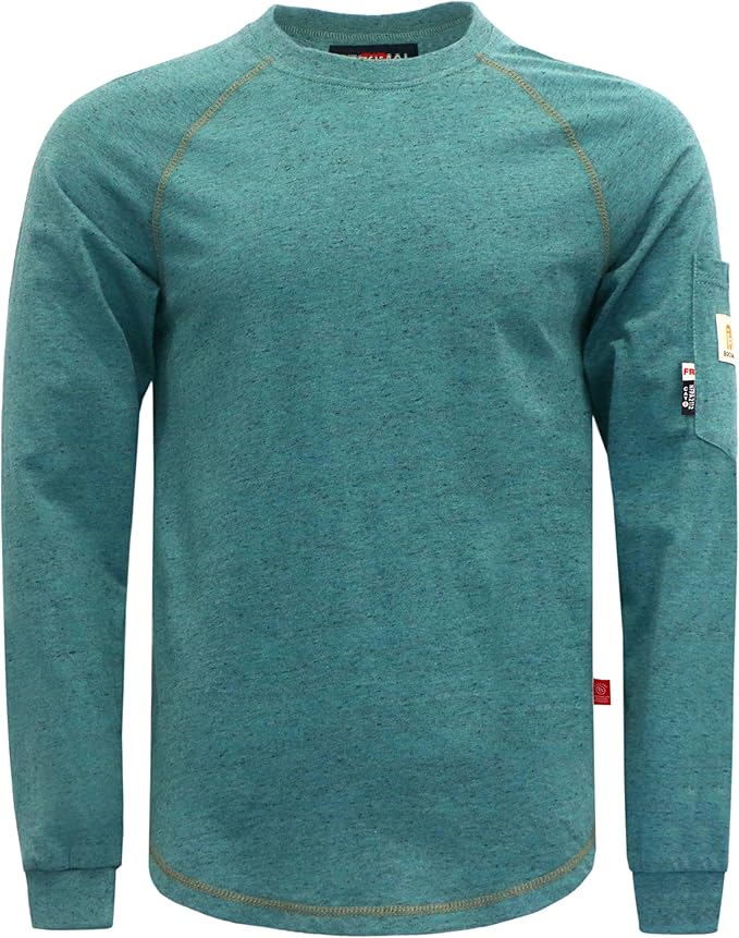 BOCOMAL FR Shirts Heather Series 6oz Flame Resistant T Shirt NFPA2112 CAT2 Fire Retardant Crew Work Shirt