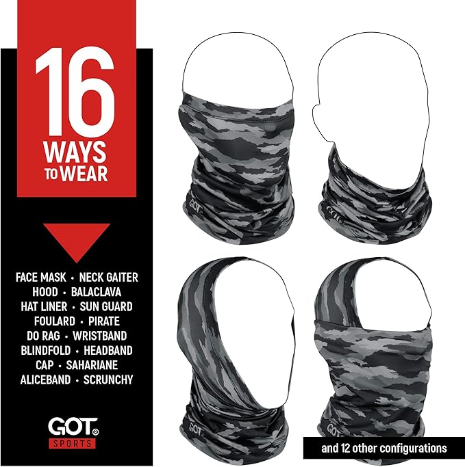 GOT Sports UPF 50+ Fishing Neck Gaiter - UV Face Mask Sun Protection for Men & Women - Camo SPF Face Cover Gator