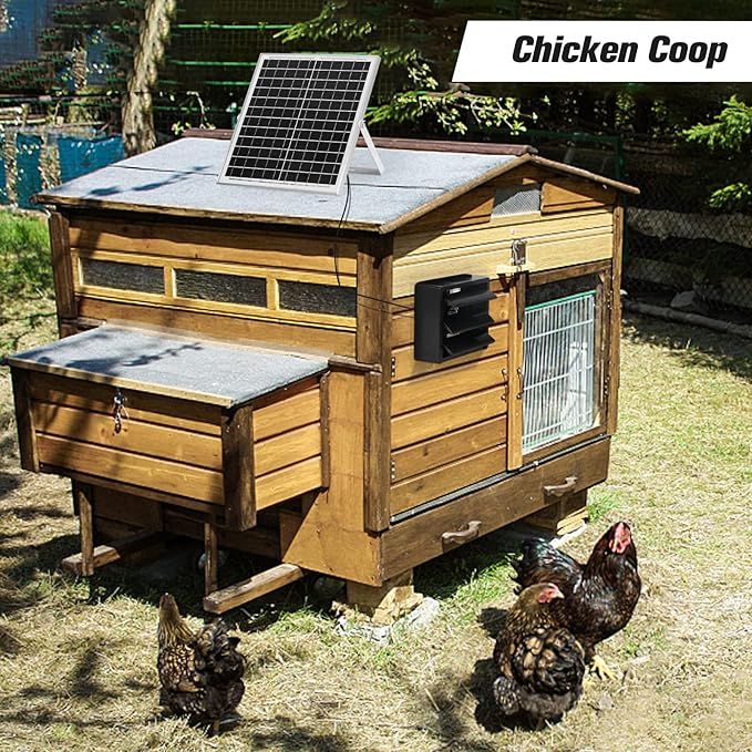 Solar Powered Exhaust Fan, 25W Solar Panel +10" Shutter Ventilation Vent Fan for Outside Greenhouse, Chicken Coop, Shed, Pet House