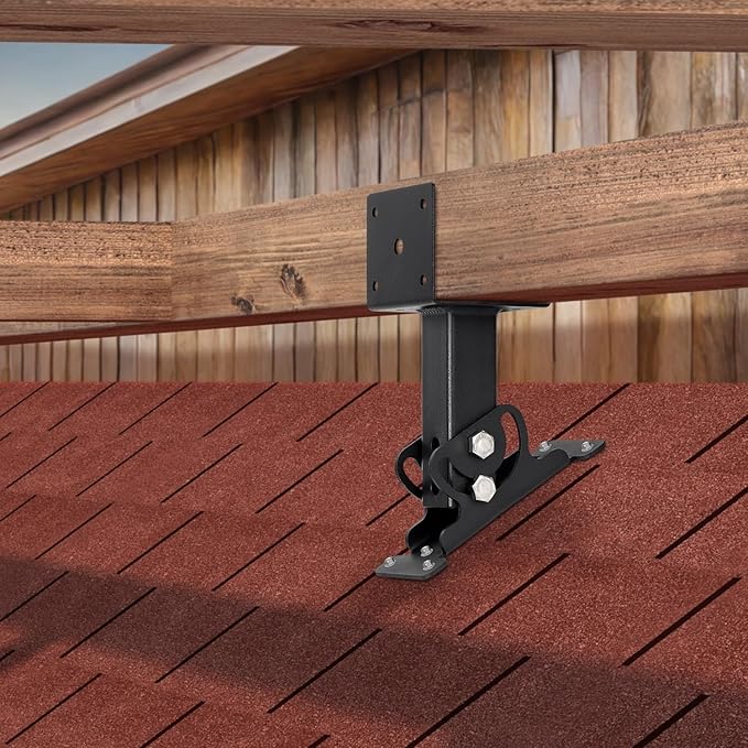 Heavy Duty Roof Riser Brackets Kit, Adjustable Roof Riser Beam Mount Brackets for Roof Pergola Gazebo (Black - Set 4)