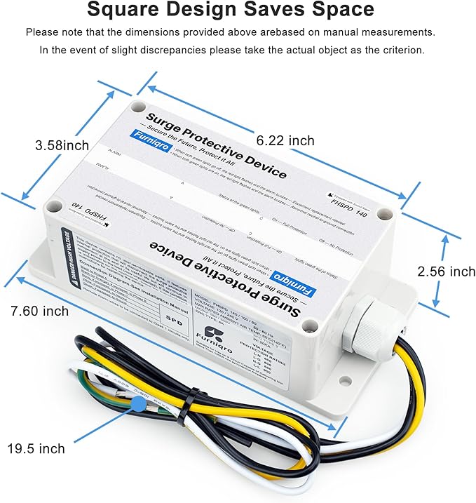 FHSPD140 Whole House Surge Protector FS140 Whole House Surge Protection Device Rated for 140,000 Amps, Whole Home Surge Protector, Indoor/Outdoor Use, 120/240V