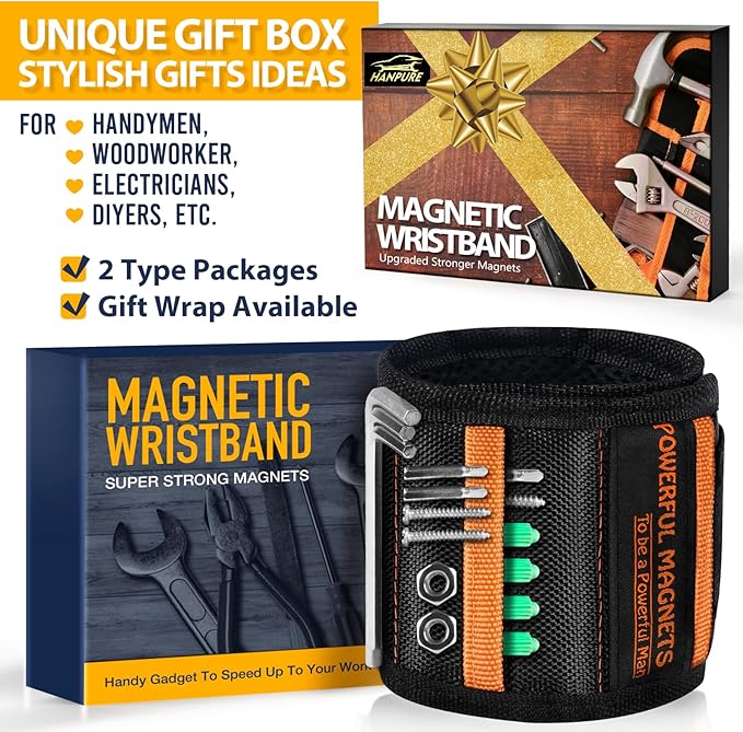 Tools Gifts for Men Stocking Stuffers Christmas - Magnetic Wristband for Holding Screws Wrist Magnet Tool Belt Holder Cool Gadgets for Men Birthday Gifts for Dad Father Women Adults Mens Gift Ideas