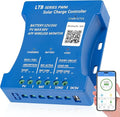 30A PWM Solar Charge Controller for Sealed/Gel/Flooded/LiFePO4/Lithium Batteries 12V 24V Auto Matching Intelligent Regulator with Bluetooth APP Remote Monitor, 5V USB Port, 7 Load Modes, Blue