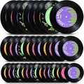 48 Pcs Vinyl Records for Stickers 3 Sizes Records wall Decor 50's Party Decorations Set Cutouts Retro Decals for Music Birthday 70/80/90s Party Artist Vintage Supplies with Adhesive Dots