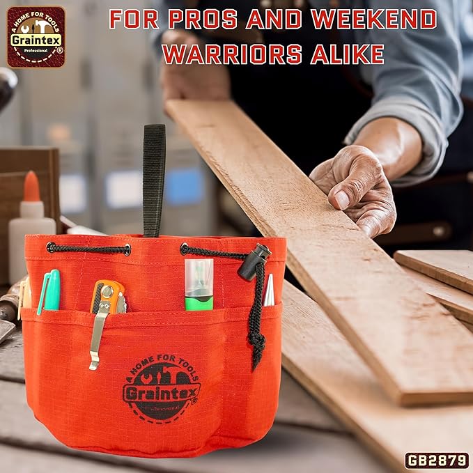 Graintex 18 Pockets Grab Bag Rip-stop Canvas Drawstring Closure, Small Part Organizer Pouch, Small Tools, Screws, Parts, Parachute Tool Bag for Efficient Storage - Red