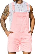 Bindefon Denim Overalls for Men Jean Shorts Jumpsuit Work Bibs Coveralls with Zipper
