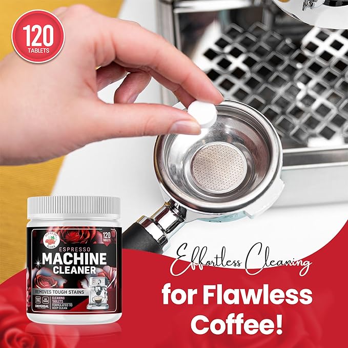 Espresso Machine Cleaning Tablets 120 Count - Coffee Machine Cleaner Tablet Compatible with Breville, Gaggia, De'Longhi, Jura, Philips & More, Universal Descaler With No Residue & Oil