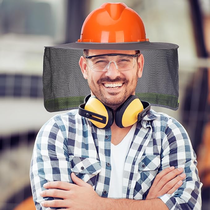 UNCO- Hard Hat Sun Shield, 4 Pack, Gray, Full & Standard Brim Mesh Sunshade High Visibility Reflective, Hard Hat Accessories