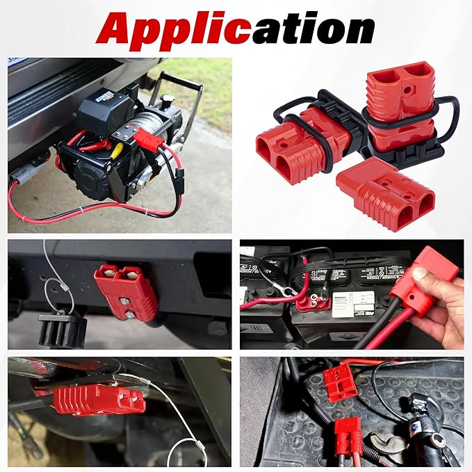 Anderson Connector 4 Pcs, 175 Amp 12v Batteries Quick Connect/Disconnect Plug Kit, Connectors for 1/0 AWG Cables, for Car Bike ATV Winches Lifts Motors More, Red