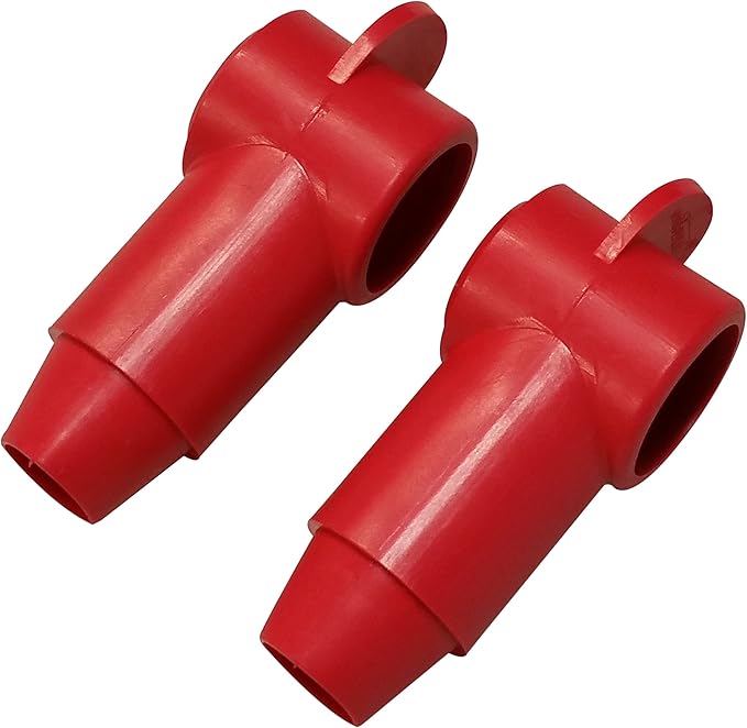 (Red) 3/8" Stud Terminal Cover - Electrical Battery Connection Insulator (2 Pack)