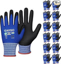 KAYGO Safety Work Gloves MicroFoam Nitrile Coated-1 Pairs, KG18NB,Seamless Knit Nylon Glove with Black Micro-Foam Nitrile Grip,Ideal for General Purpose,Automotive,Home Improvement,S,Blue