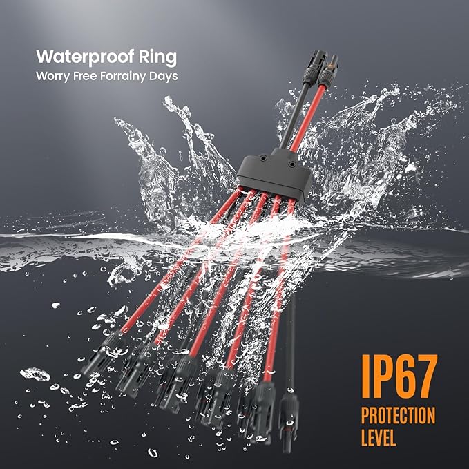 Solar Panel Connector 10 to 2 Solar Y Branch Connectors PV Panels Parallel Connectors Kit Adapter Waterproof Wire Plug Tool for Solar Panel(1 Pcak MF/FFFFFMMMMM)