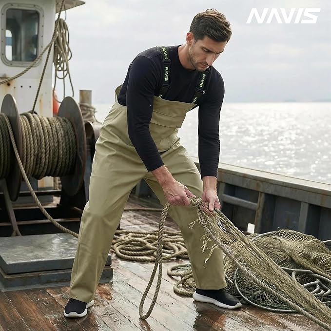 Men's Waterproof Workwear Bib Overalls - Heavy Duty Stretchable Rain Bibs for Fishing & Outdoor Work