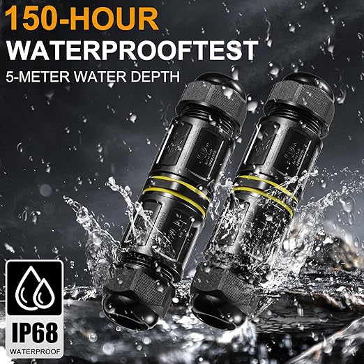 IP68 Waterproof Junction Box Outdoor,I- Shape 2way 5Pin (AC450v,24A) M25 Wire Range(10-14mm) Quick Release Electrical Cable Connector,Suitable for Repair and Extend Power Cables,UL（2Pack）