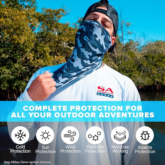 S A Company 5-Pack UV Face Shield | UV 30+ Multipurpose Neck Gaiter Balaclava for Adults | Multiple Color Packs