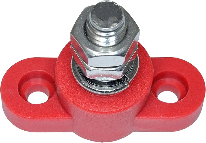 Positive Insulated Battery Power Junction Post Block 3/8 Lug X 16 Thread (Red)