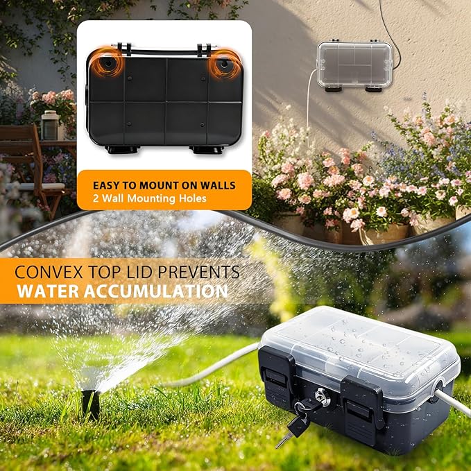Small Outdoor Electrical Box (Inner 6.7x4x2.5),IP54 Waterproof Extension Cord Cover w/2 Cable Entry Ports,Weatherproof Connection Box for Power Strip,Timer,Plug, Holiday Lights, Black(2pack)
